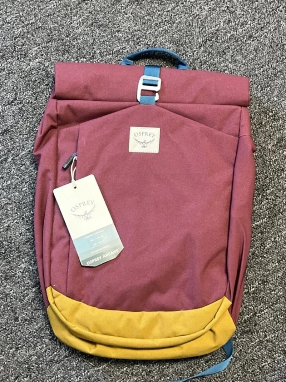 Osprey Arcane Roll Top Commuter Bag – 24L Laptop Backpack in Red and Brown NWT